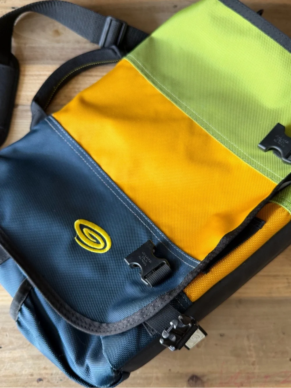 Timbuk2 Tri-Panel Messenger Bag in Lime, Gold, and Slate